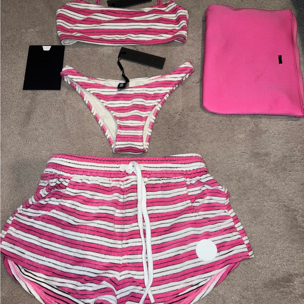 Brand new never worn w tags Triangl brand bikini and matching shorts in terry